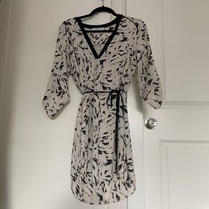 Cream & Black Printed Dress